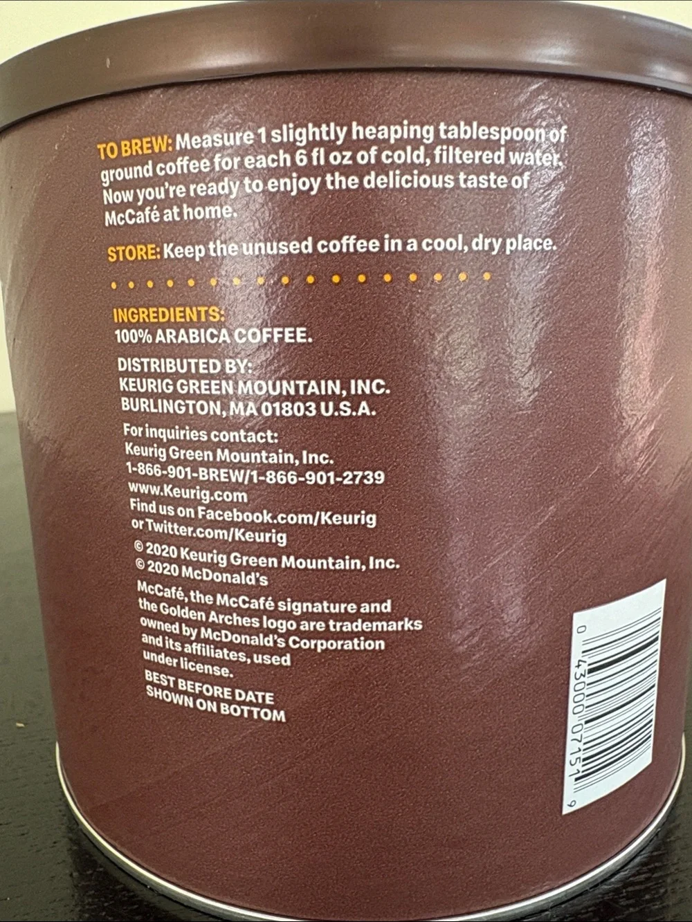 NEW McCafe McDonald’s Premium Roast Medium Ground Coffee 1 lb 14 ounces (30 oz)